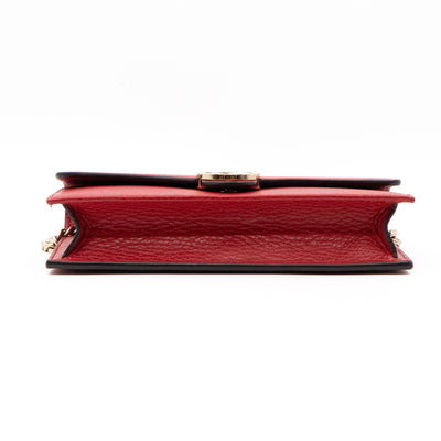 Interlocking GG Chain Wallet Red Leather