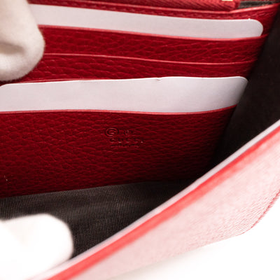 Interlocking GG Chain Wallet Red Leather