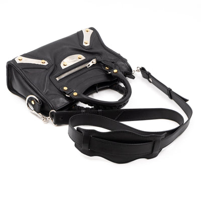 Mini City Metal Plate Black Leather