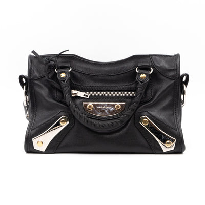 Mini City Metal Plate Black Leather