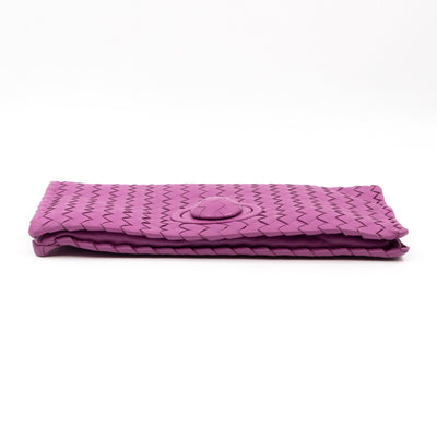 Twist Lock Clutch Intrecciato Purple Leather