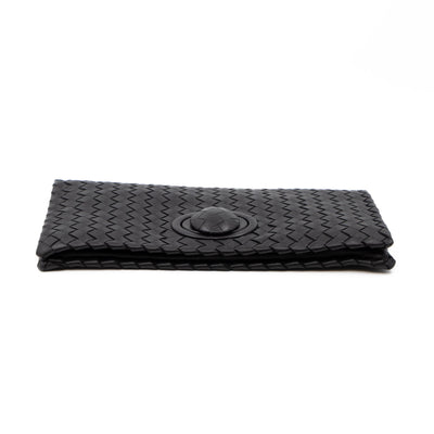 Twist Lock Clutch Intrecciato Black Leather
