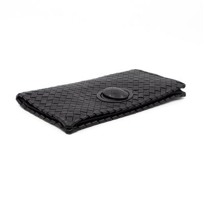 Twist Lock Clutch Intrecciato Black Leather
