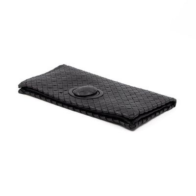 Twist Lock Clutch Intrecciato Black Leather