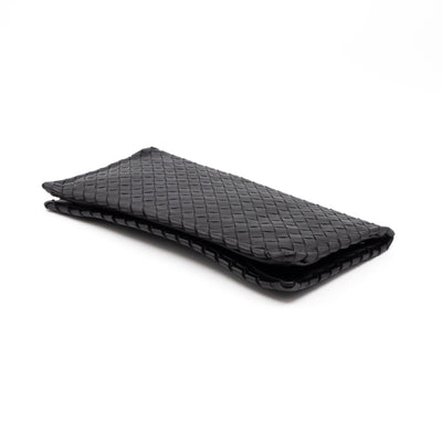 Twist Lock Clutch Intrecciato Black Leather