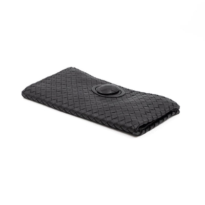 Twist Lock Clutch Intrecciato Black Leather