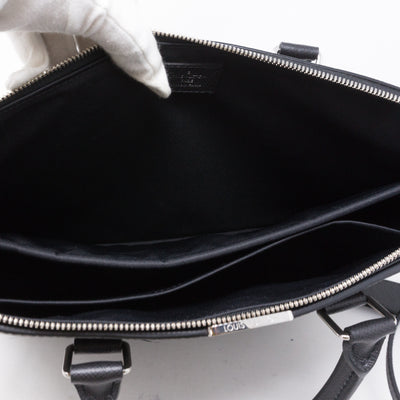 Anton Soft Briefcase Black Taiga Leather