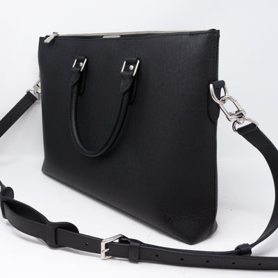 Anton Soft Briefcase Black Taiga Leather