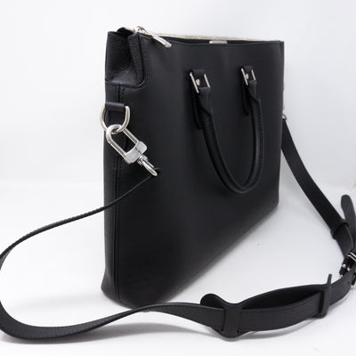 Anton Soft Briefcase Black Taiga Leather