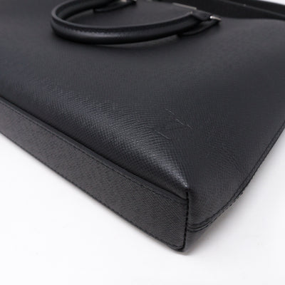 Anton Soft Briefcase Black Taiga Leather