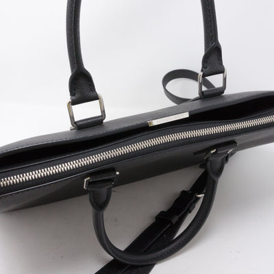 Anton Soft Briefcase Black Taiga Leather