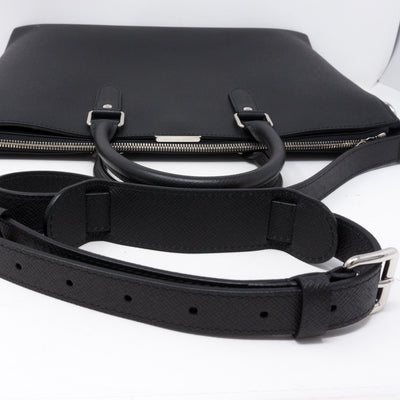 Anton Soft Briefcase Black Taiga Leather