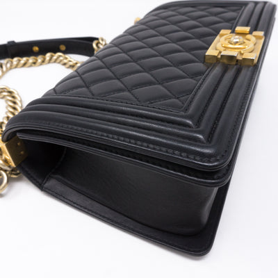Boy Medium Black Lambskin Gold