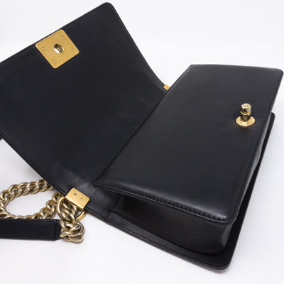 Boy Medium Black Lambskin Gold