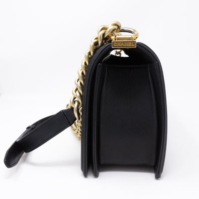 Boy Medium Black Lambskin Gold