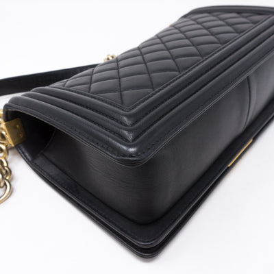 Boy Medium Black Lambskin Gold