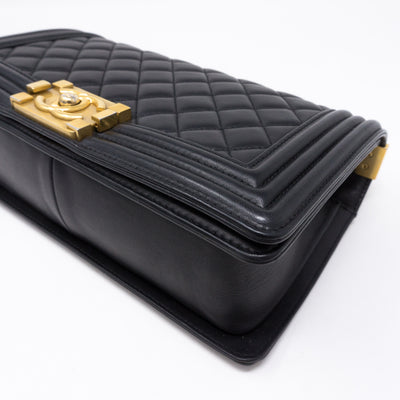 Boy Medium Black Lambskin Gold