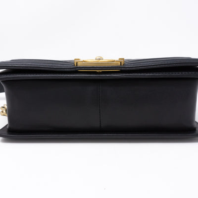 Boy Medium Black Lambskin Gold