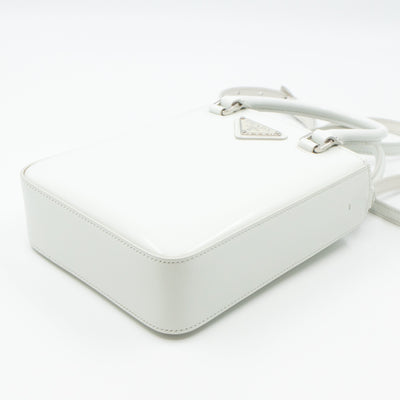 Small Crossbody Tote White Brushed Leather