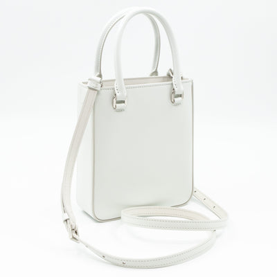 Small Crossbody Tote White Brushed Leather
