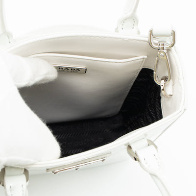 Small Crossbody Tote White Brushed Leather