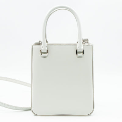 Small Crossbody Tote White Brushed Leather