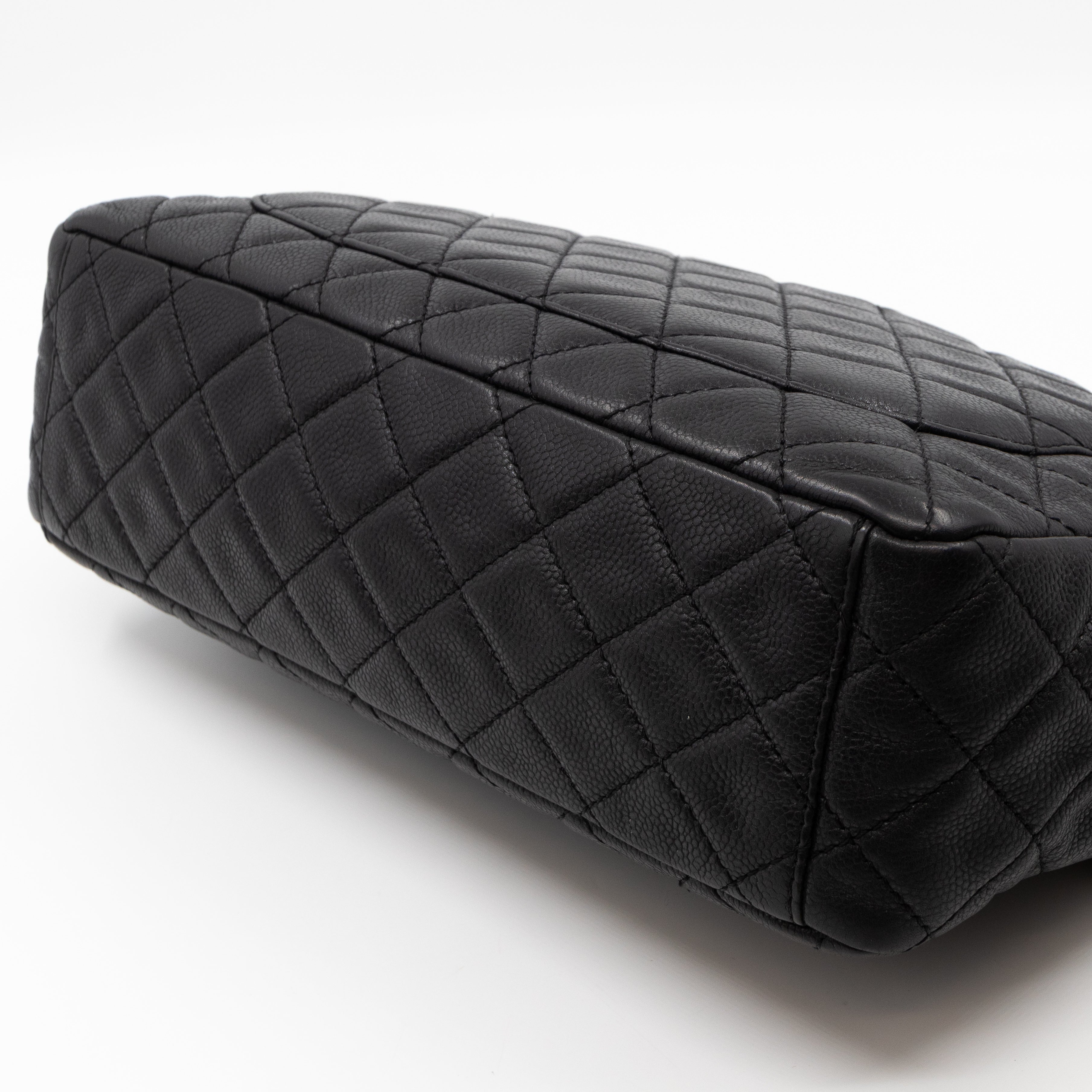 Single Flap Bag Black Caviar Silver