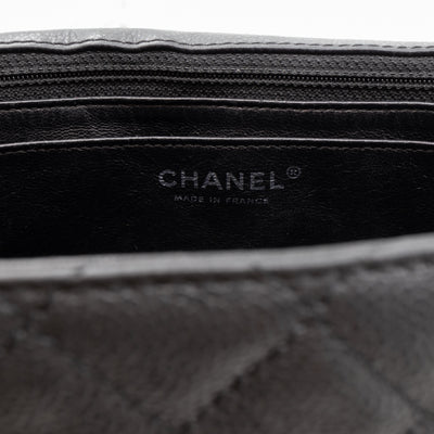 Single Flap Bag Black Caviar Silver