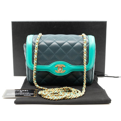 Small Single Flap Bag Blue Leather