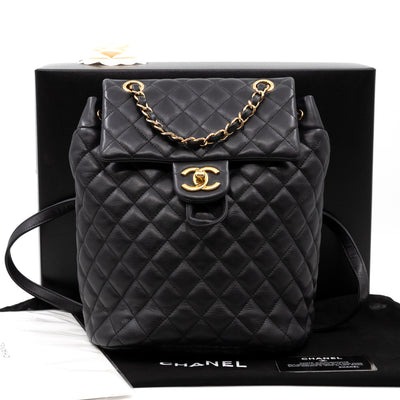 Urban Spirit Backpack Black Quilted Leather