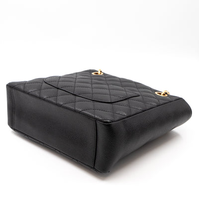 PST Petite Shopping Tote Black Caviar Gold