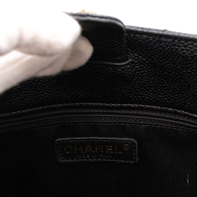 PST Petite Shopping Tote Black Caviar Gold
