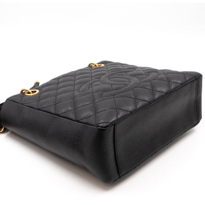 PST Petite Shopping Tote Black Caviar Gold