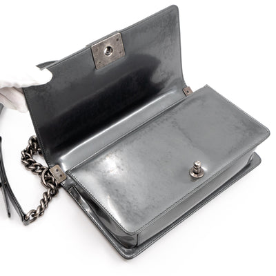 Boy Bag Old Medium Grey Patent Leather
